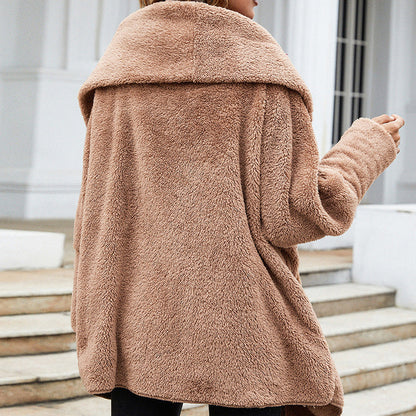 Manteau tendance à manches longues en peluche double face