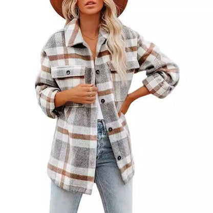 Veste à carreaux femme avec boucle